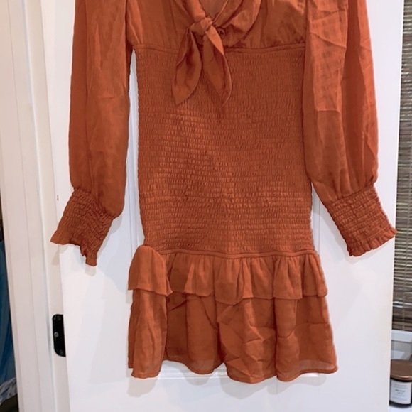 Storia rust color smocked bodycon dress size medium - Picture 7 of 15